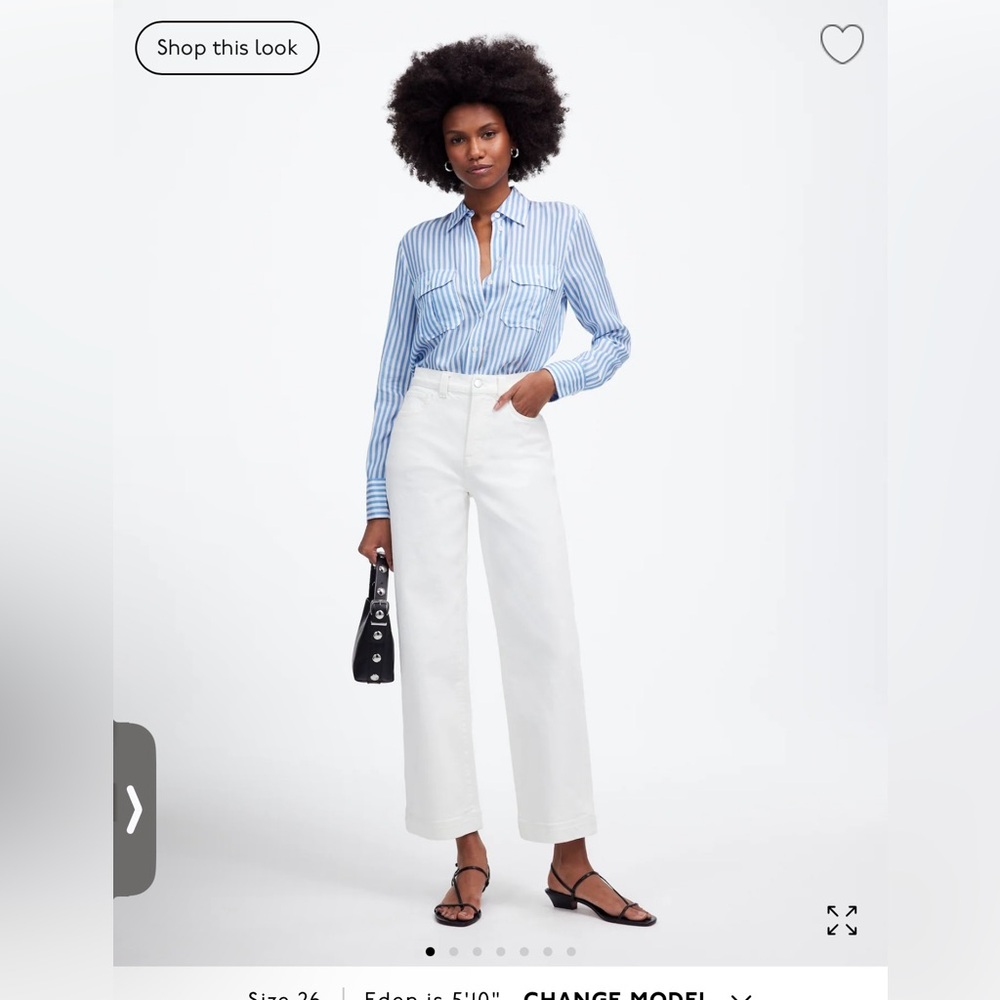 Size 28, The Perfect Vintage Wide Leg Crop Jeans in White